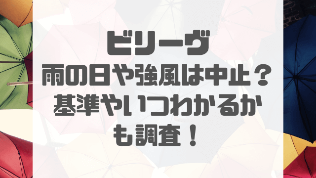 ビリーヴ雨の日や強風は中止？基準やいつわかるかも調査！