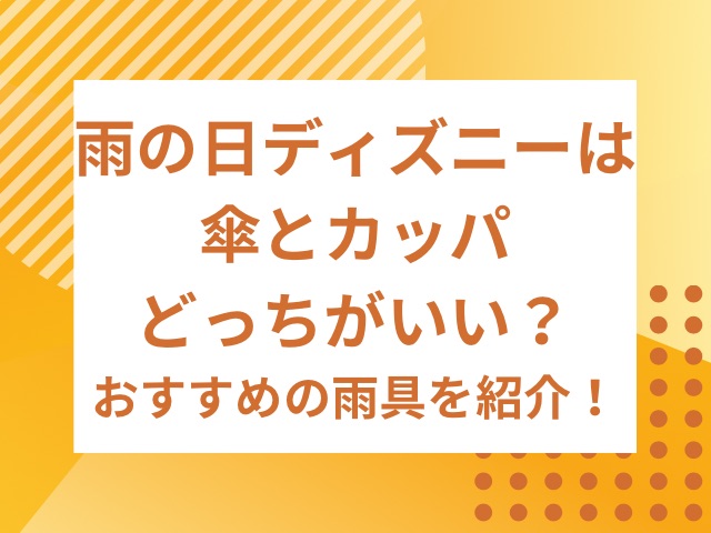 雨の日ディズニーは傘とカッパどっちがいい？おすすめの雨具を紹介！