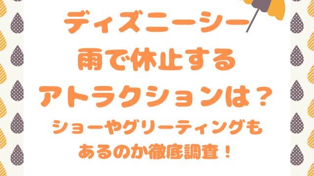 ディズニーシー雨で休止するアトラクションは？ショーやグリーティングもあるのか徹底調査！