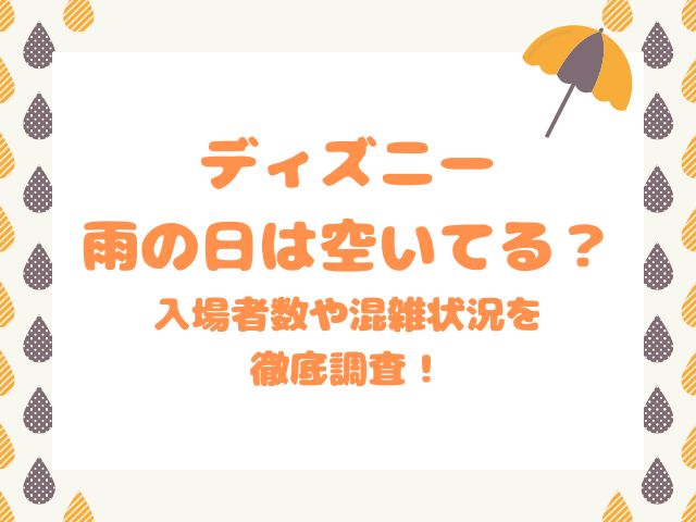 ディズニー雨の日空いてる？入場者数や混雑状況を徹底調査！